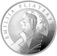 reverse of 50 Litų - Uprising of 1831 and the 200th Birth Anniversary of its heroine Emilija Pliaterytė (2006) coin with KM# 151 from Lithuania. Inscription: EMILIJA PLIATERYTĖ 1806 1831