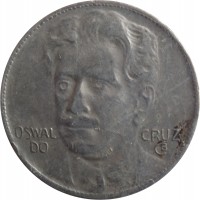 reverse of 400 Réis (1936 - 1938) coin with KM# 539 from Brazil. Inscription: OSWAL CRUZ DO CB
