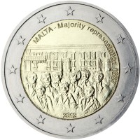 obverse of 2 Euro - Majority Representation (2012) coin with KM# 145 from Malta. Inscription: MALTA - Majority representation 1887 2012