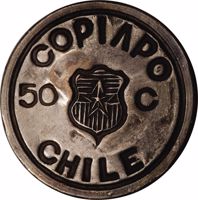 Chile coin 50 Centavos (1865) obverse obverse of 50 Centavos (1865) coin with KM# 3 from Chile. Inscription: COPIAPO 50 c CHILE