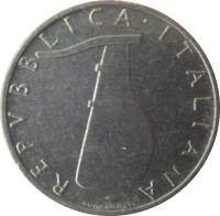 Italy coin 5 Lire (1951 - 2001) obverse obverse of 5 Lire (1951 - 2001) coin with KM# 92 from Italy. Inscription: REPUBLICA · ITALIANA ROMAGNOLI