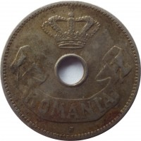 obverse of 10 Bani - Carol I (1905 - 1906) coin with KM# 32 from Romania. Inscription: ROMANIA J