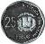 reverse of 25 Pesos (2005 - 2010) coin with KM# 107 from Dominican Republic. Inscription: BANCO CENTRAL DE LA REPUBLICA DOMINICANA 2005 LUPERON HEROE DE LA LIBERACION