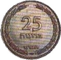 Israel coin 25 Prutah (1949) reverse reverse of 25 Prutah (1949) coin with KM# 12 from Israel. Inscription: 25 פרוטה תשיע