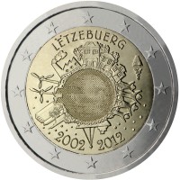 Luxembourg coin 2 Euro - Henri I - 10 Years of Euro Cash (2012) obverse obverse of 2 Euro - Henri I - 10 Years of Euro Cash (2012) coin with KM# 119 from Luxembourg. Inscription: LËTZEBUERG A.H. € 2002 2012
