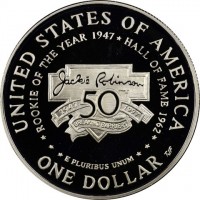 KM# 279 UNITED STATES OF AMERICA⋆ROOKIE OF THE YEAR⋆HALL OF FAME 1992⋆ ⋆⋆E PLURIBUS UNUM⋆ONE DOLLARั.