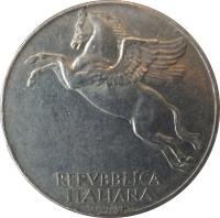 Italy coin 10 Lire (1946 - 1950) obverse obverse of 10 Lire (1946 - 1950) coin with KM# 90 from Italy. Inscription: REPVBBLICA ITALIANA