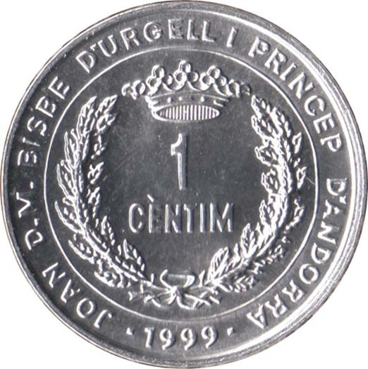 1999 Andorra 1 Centim Coin BU Very Nice  KM# 171 