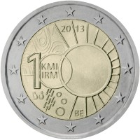 obverse of 2 Euro - Albert II - 100th anniversary of the creation of the Royal Meteorological Institute (2013) coin with KM# 323 from Belgium. Inscription: 2013 100 KMI IRM BE