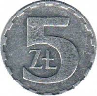 Poland coin 5 Złotych (1989 - 1990) reverse reverse of 5 Złotych (1989 - 1990) coin with Y# 81.3 from Poland. Inscription: 5 ZŁ