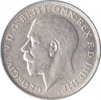 United Kingdom coin 1 Florin - George V (1920 - 1926) obverse obverse of 1 Florin - George V (1920 - 1926) coin with KM# 817a from United Kingdom. Inscription: GEORGIVS.V D.G.BRITT:OMN:REX F.D.IND:IMP: B.M.