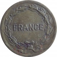 obverse of 2 Francs (1944) coin with KM# 905 from France. Inscription: FRANCE
