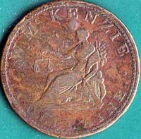 obverse of 1 Penny - George III (1813) coin from United Kingdom. Inscription: W. McKENZIE COLERAINE