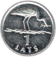 reverse of 1 Lats (2001) coin with KM# 54 from Latvia. Inscription: 1 LATS