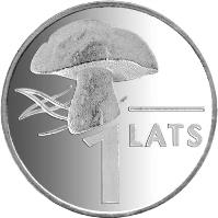 reverse of 1 Lats - Mushroom (2004) coin with KM# 67 from Latvia. Inscription: 1 LATS