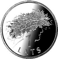 reverse of 1 Lats - Ligo Wreath (2006) coin with KM# 73 from Latvia. Inscription: 1 LATS