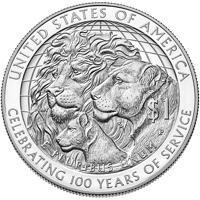 United States coin 1 Dollar - Lions Club International Centennial (2017) reverse reverse of 1 Dollar - Lions Club International Centennial (2017) coin with KM# 658 from United States. Inscription: UNITED STATES OF AMERICA $1 E PLURIBUS UNUM CELEBRATING 100 YEARS OF SERVICE