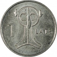 reverse of 1 Lats - Owl Fibula (2007) coin with KM# 86 from Latvia. Inscription: 1 LATS