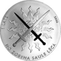 reverse of 1 Lats - Fight for Freedom (2006) coin with KM# 82 from Latvia. Inscription: 1 LATS 2006 NO ZOBENA SAULE LĒCA