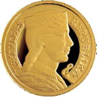 reverse of 5 Lati - Commemorative coin Five lats (2003) coin with KM# 59 from Latvia. Inscription: LATVIJAS REPUBLIKA