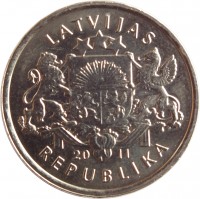 Latvia coin 1 Lats - Gingerbread heart (2011) obverse obverse of 1 Lats - Gingerbread heart (2011) coin with KM# 127 from Latvia. Inscription: LATVIJAS 20 11 REPUBLIKA