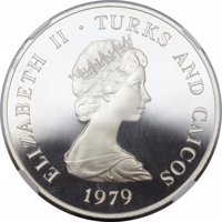 Turks and Caicos Islands coin 10 Crowns - Elizabeth II - Prince Charles-10th Anniversary of Investiture (1979) obverse obverse of 10 Crowns - Elizabeth II - Prince Charles-10th Anniversary of Investiture (1979) coin from Turks and Caicos Islands. Inscription: ELIZABETH II · TURKS AND CAICOS 1979