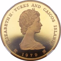 Turks and Caicos Islands coin 100 Crowns - Elizabeth II - Prince Charles - 10th Anniversary of Investiture (1979) obverse obverse of 100 Crowns - Elizabeth II - Prince Charles - 10th Anniversary of Investiture (1979) coin with KM# 46 from Turks and Caicos Islands. Inscription: ELIZABETH II · TURKS AND CAICOS ISLANDS 1979