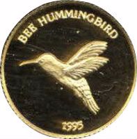 Turks and Caicos Islands coin 4 Crowns - Elizabeth II - Bee Hummingbird (1995) reverse reverse of 4 Crowns - Elizabeth II - Bee Hummingbird (1995) coin with KM# 258 from Turks and Caicos Islands. Inscription: BEE HUMMINGBIRD 1995