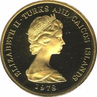 Turks and Caicos Islands coin 100 Crowns - Elizabeth II - XI Commonwealth Games (1978) obverse obverse of 100 Crowns - Elizabeth II - XI Commonwealth Games (1978) coin with KM# 44 from Turks and Caicos Islands. Inscription: ELIZABETH II · TURKS AND CAICOS ISLANDS 1978