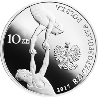 Poland coin 10 Złotych - 150th Anniversary of the Establishment of the Sokół Gymnastic Society (2017) obverse obverse of 10 Złotych - 150th Anniversary of the Establishment of the Sokół Gymnastic Society (2017) coin with KM# 977 from Poland. Inscription: 10 ZŁ mw 2017 RZECZPOSPOLITA POLSKA