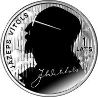 obverse of 1 Lats - Jāzeps Vītols (2013) coin with KM# 141 from Latvia. Inscription: Jāzeps Vītols 1 Lats