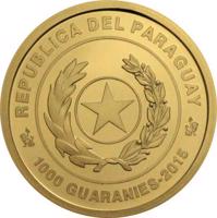 Paraguay coin 1000 Guaraníes - Summer Olympics - Rio de Janario 2016 (2015) obverse obverse of 1000 Guaraníes - Summer Olympics - Rio de Janario 2016 (2015) coin from Paraguay. Inscription: REPUBLICA DEL PARAGUAY 1000 GUARANIES-2015