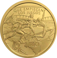 Paraguay coin 1000 Guaraníes - Summer Olympics - Rio de Janario 2016 (2015) reverse reverse of 1000 Guaraníes - Summer Olympics - Rio de Janario 2016 (2015) coin from Paraguay. Inscription: QUE EMPIECEN LOS JUEGOS RIO