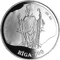 reverse of 10 Latu - 13th Century Riga (1995) coin with KM# 26 from Latvia. Inscription: BISKAPS ALBERTS XIII GS. RIGA-800