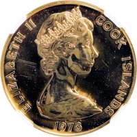 Cook Islands coin 200 Dollars - Elizabeth II - Bicentennial of the discovery of Hawaii by Capt. James Cook (1978) obverse obverse of 200 Dollars - Elizabeth II - Bicentennial of the discovery of Hawaii by Capt. James Cook (1978) coin with KM# 22 from Cook Islands. Inscription: ELIZABETH II COOK ISLANDS 1978