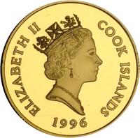 Cook Islands coin 100 Dollars - Elizabeth II - Olympic National Park (1996) obverse obverse of 100 Dollars - Elizabeth II - Olympic National Park (1996) coin with KM# 293 from Cook Islands. Inscription: ELIZABETH II COOK ISLANDS 1996