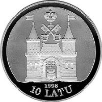 Latvia coin 10 Latu - 19th Century Riga (1998) obverse obverse of 10 Latu - 19th Century Riga (1998) coin with KM# 30 from Latvia. Inscription: 1998 10 LATU