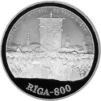 reverse of 10 Latu - 19th Century Riga (1998) coin with KM# 30 from Latvia. Inscription: I VISPAREJIE LATVIESU DZIESMU SVETKI XIX GS RĪGA-800