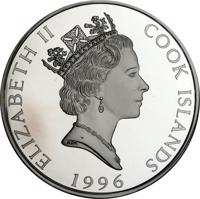 Cook Islands coin 25 Dollars - Elizabeth II - Olympic National Park (1996) obverse obverse of 25 Dollars - Elizabeth II - Olympic National Park (1996) coin with KM# 289 from Cook Islands. Inscription: ELIZABETH II COOK ISLANDS 1996