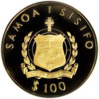 Samoa coin 100 Tala - Montreal Olympics (1976) obverse obverse of 100 Tala - Montreal Olympics (1976) coin with KM# 23 from Samoa. Inscription: SAMOA I SISIFO $ 100