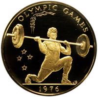 reverse of 100 Tala - Montreal Olympics (1976) coin with KM# 23 from Samoa. Inscription: OLYMPIC GAMES JB 1976