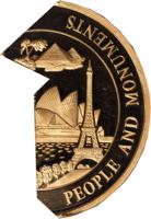 Kiribati coin 200 Dollars - People and Monuments (2000) reverse reverse of 200 Dollars - People and Monuments (2000) coin with KM# 32 from Kiribati. Inscription: PEOPLE AND MONUMENTS