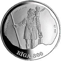 Latvia coin 10 Latu - 15th Century Riga (1996) reverse reverse of 10 Latu - 15th Century Riga (1996) coin with KM# 36 from Latvia. Inscription: LIELAIS KRISTAPS XV GS. RIGA-800