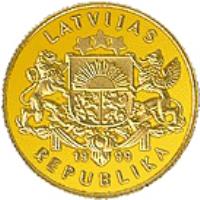 obverse of 10 Latu - Javelin Thrower (1999) coin with KM# 43 from Latvia. Inscription: Latvija 1999 Republika