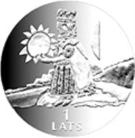 Latvia coin 1 Lats - Heaven (2001) reverse reverse of 1 Lats - Heaven (2001) coin with KM# 51 from Latvia. Inscription: 1 LATS