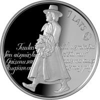 reverse of 1 Lats - Song Festival (2008) coin with KM# 93a from Latvia. Inscription: 1 LATS