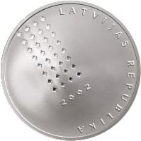 obverse of 1 Lats - National Library of Latvia (2002) coin with KM# 55 from Latvia. Inscription: LATVIJAS REPUBLIKA 2002