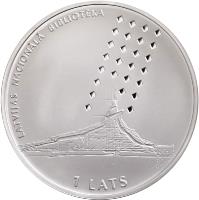 reverse of 1 Lats - National Library of Latvia (2002) coin with KM# 55 from Latvia. Inscription: LATVIJAS NACIONĀLĀ BIBLIOTĒKA 1 LATS