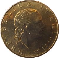 Italy coin 200 Lire - Carabinieri (1999) obverse obverse of 200 Lire - Carabinieri (1999) coin with KM# 218 from Italy. Inscription: REPUBLICA ITALIANA