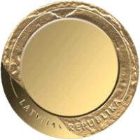 Latvia coin 1 Lats - Coin of Fortune (2002) obverse obverse of 1 Lats - Coin of Fortune (2002) coin with KM# 56 from Latvia. Inscription: LATVIJAS REPUBLIKA